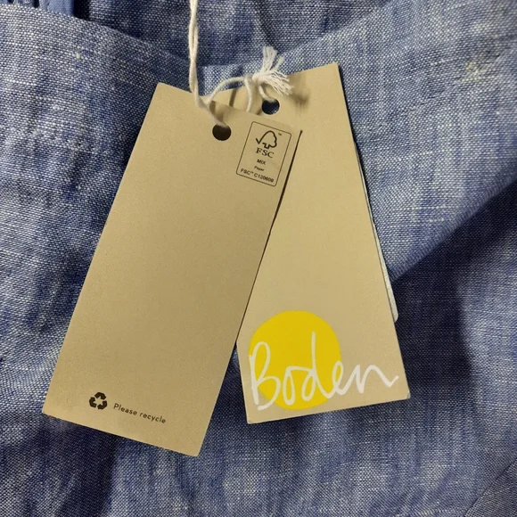 Boden Laurie Dress Women's Size 10R Blue Chambray Linen Casual - Picture 7 of 9